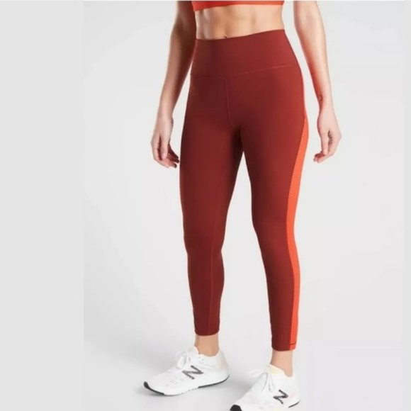 ⭐️Athleta Ultimate Stash Pocket Colorblock Laser Cut 7/8 Tight Legging Sz Small - Picture 2 of 9